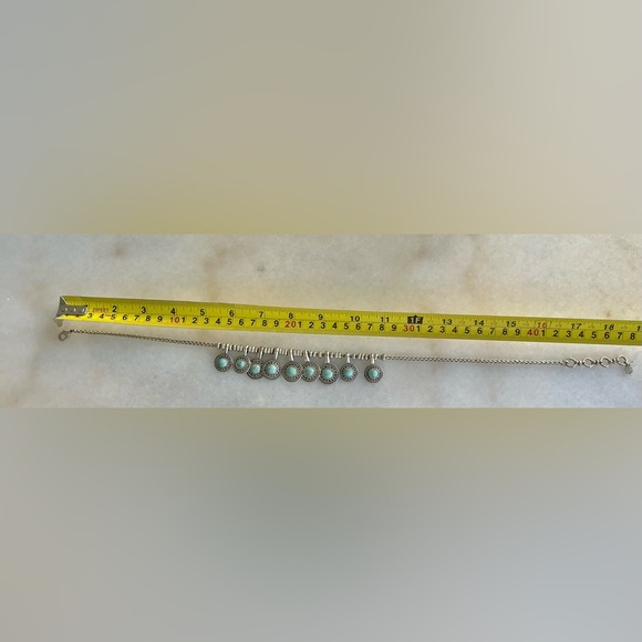 Lucky Brand Western Turquoise Silver Necklace Drop Jewel Bohemian Boho Chic - Picture 5 of 5